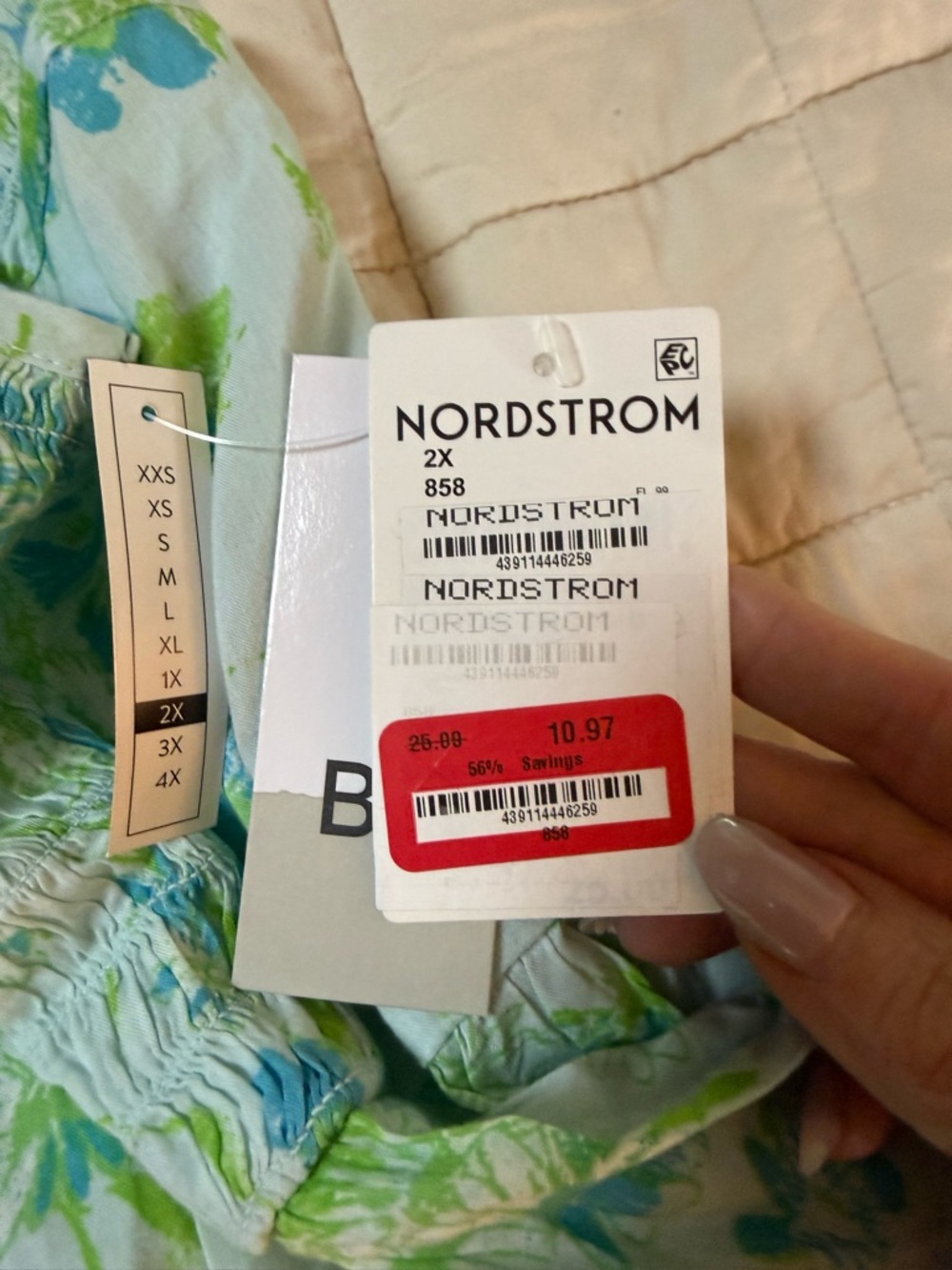 BP Nordstrom Floral Smocked Peplum Cami Top Blue Green Plus Size 2X NWT - Picture 3 of 6